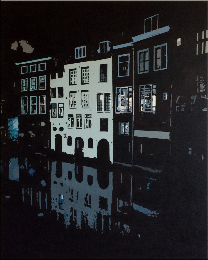 Schilderij Lijnmarkt Utrecht Nacht canvas
