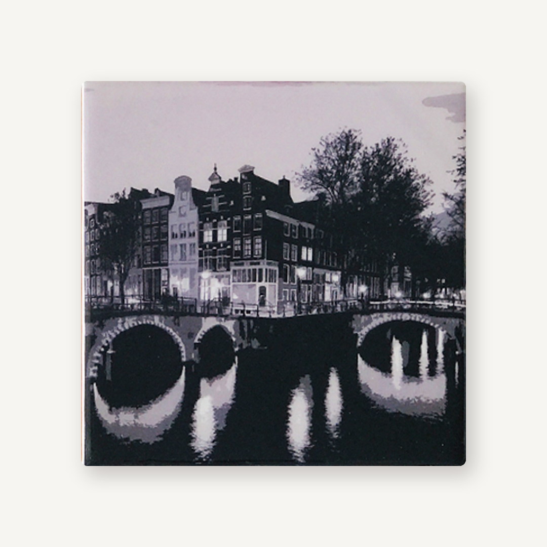 Amsterdam Keizersgracht Nacht Zwart-Wit